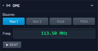Radio Navigator DME readout with distance, ground speed and time to station