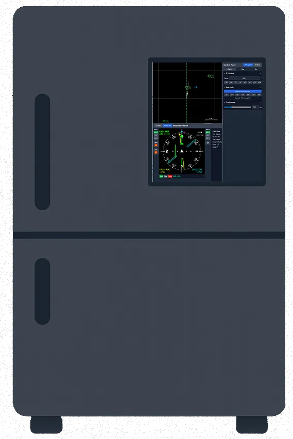 Radio Navigator simulator running on a smart refrigerator screen, for fun