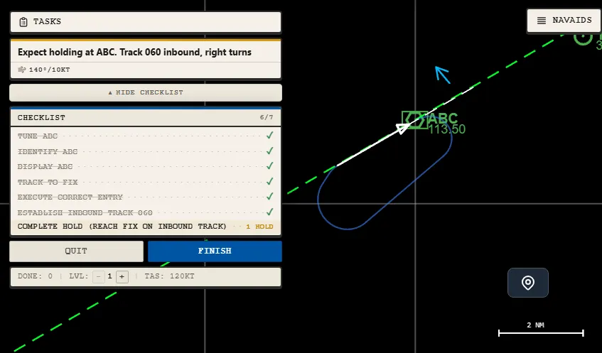 Radio Navigator scenario-based training modes with real-time performance grading