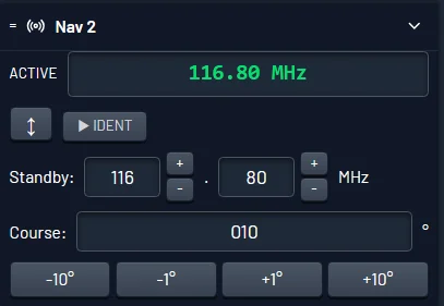 Radio Navigator VHF NAV 2 radio with frequency tuning and standby swap