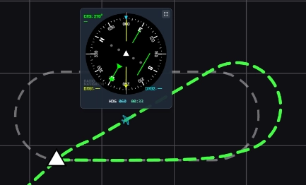 Image showing the HSI presentation of an aircraft maintaining the offset QDR.