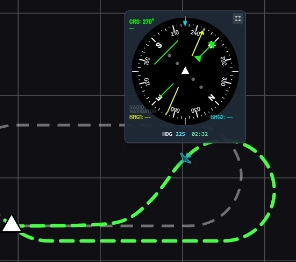 Image showing the aircraft established on an intercept heading to the inbound track.